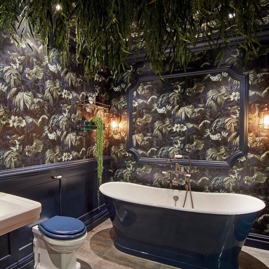 Интерьере в ванной комнате джунгли