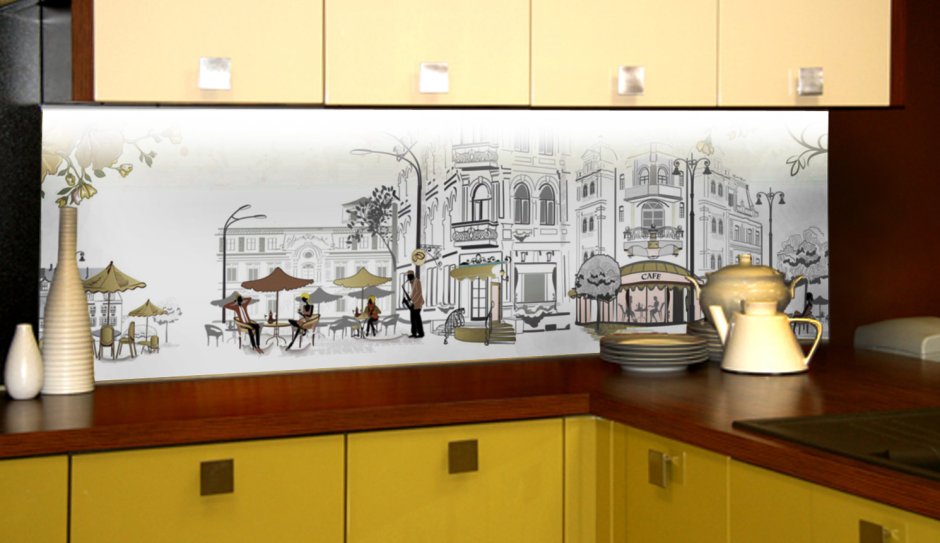 Стеновые панели с рисунком для кухни