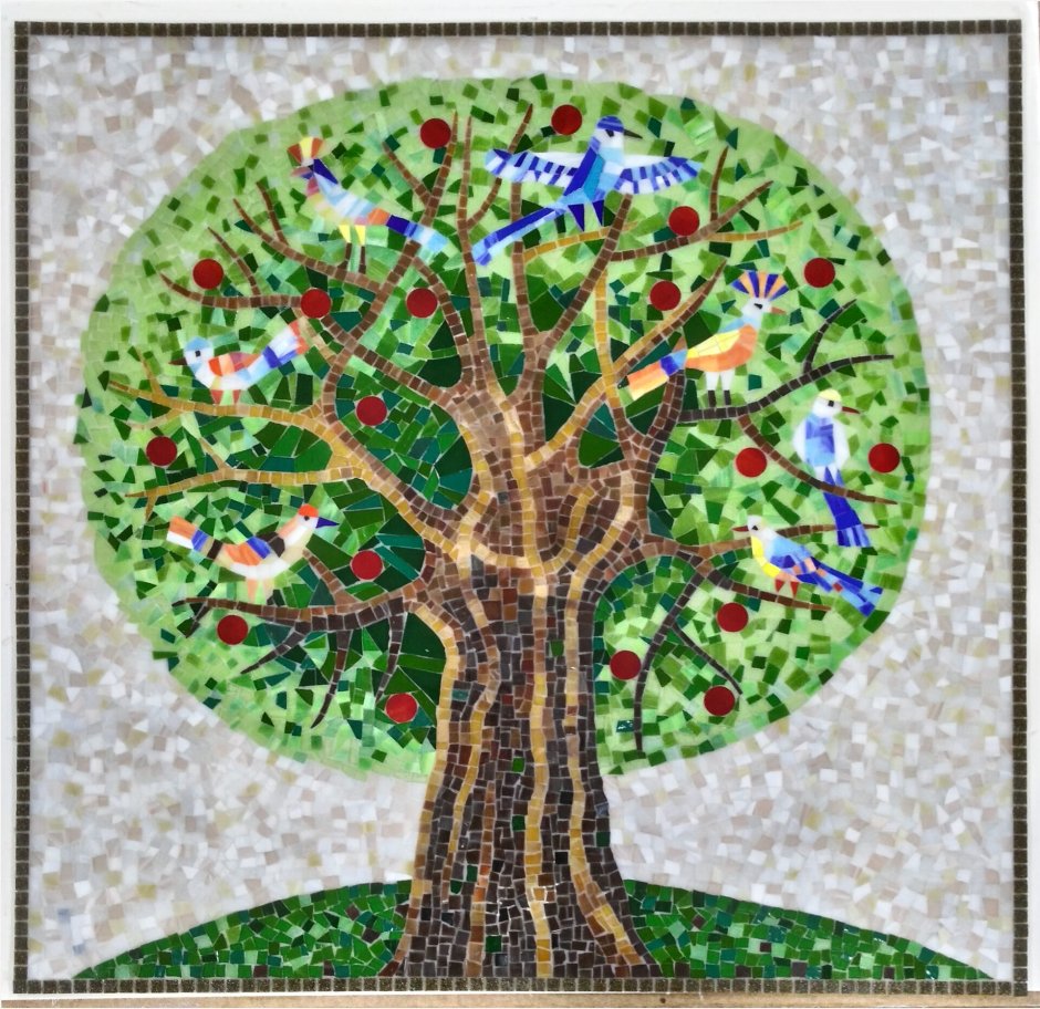 Композиции из мозаики дерево