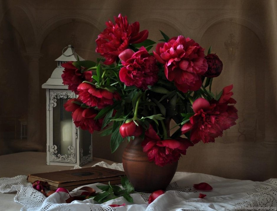 Красные цветы в вазе