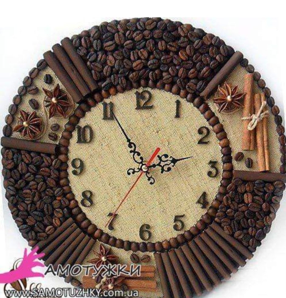Декорирование часов кофейными зернами
