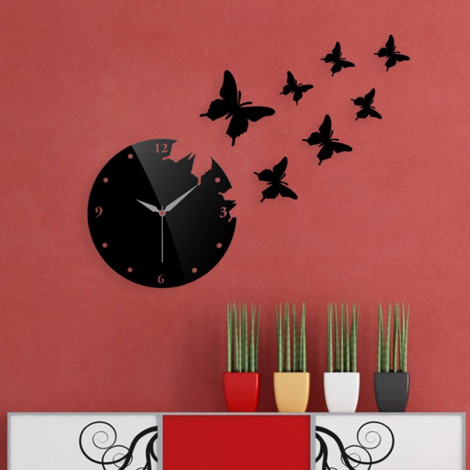 Часы настенные с бабочками дизайнерские
