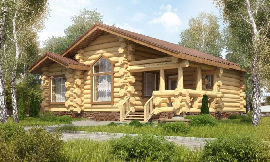 Шале из оцилиндрованного бревна до 100 кв.м