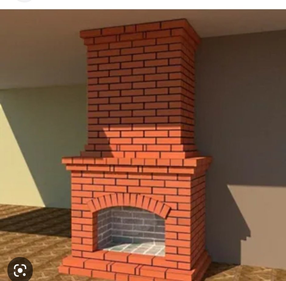 Небольшой кирпичный камин