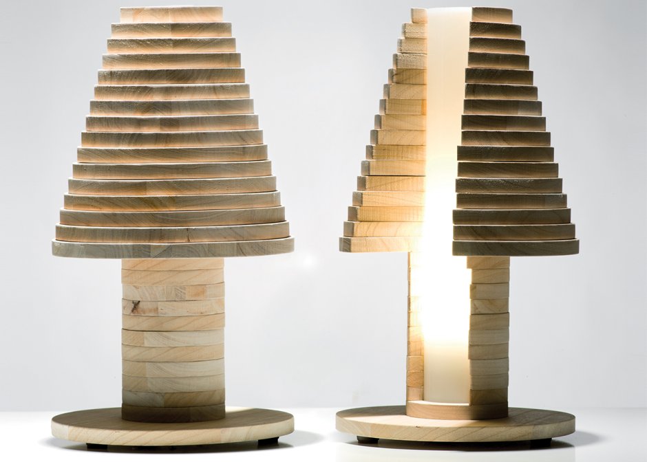 Дизайнерские деревянные настольные лампы