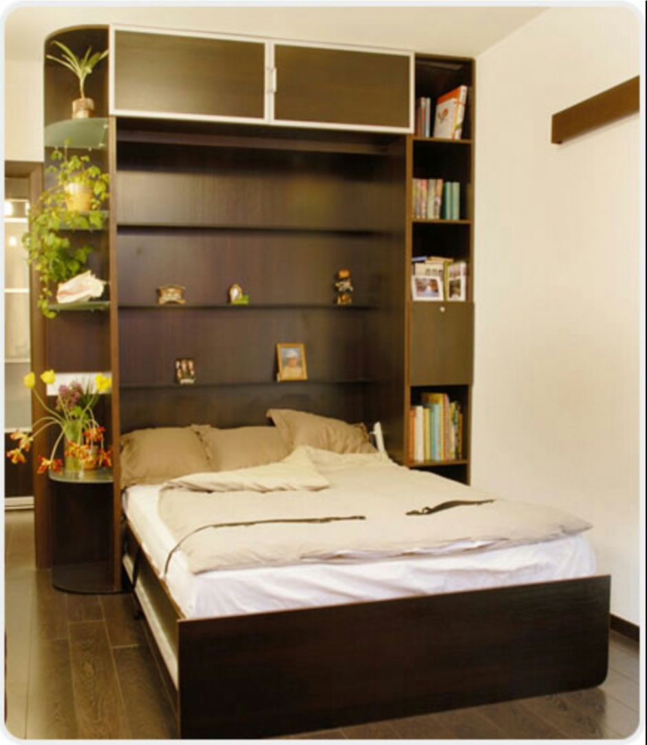 Встроенная кровать с полками