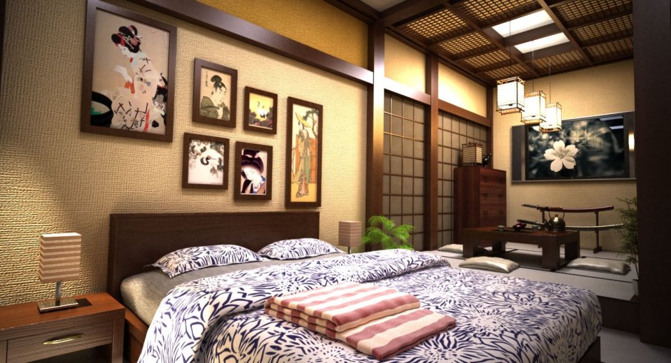 Спальня в японском стиле арт