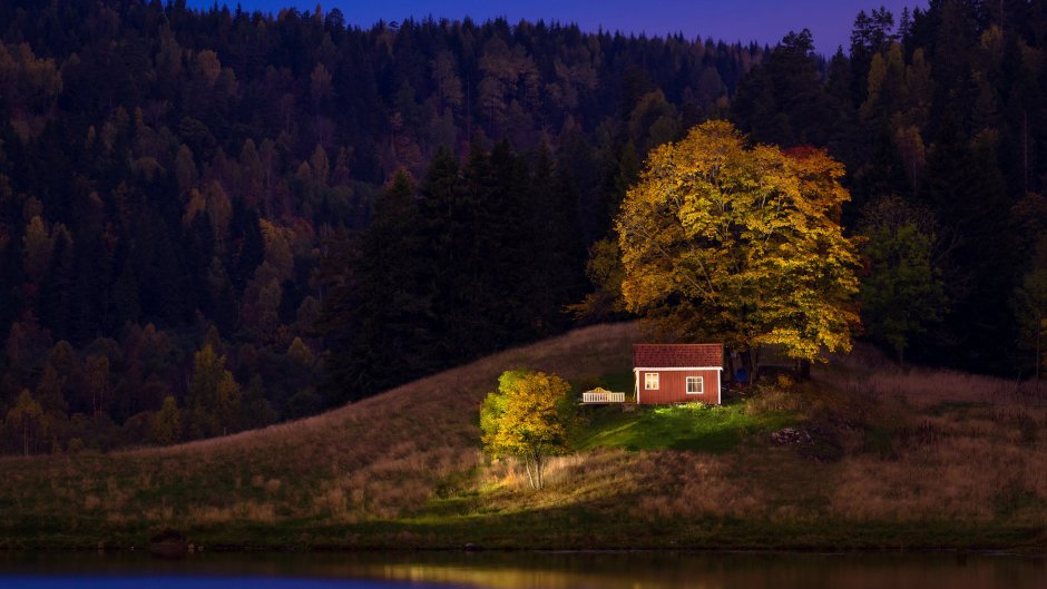 Дом в Норвегии у озера и леса