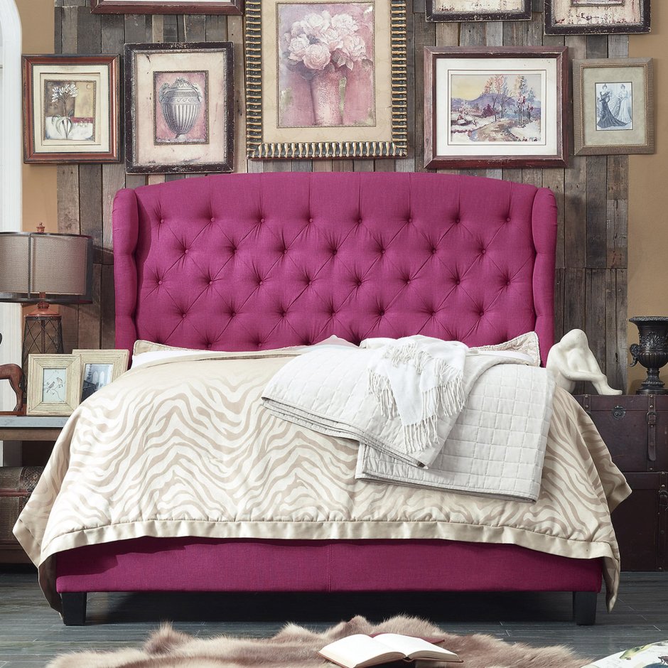 Кровать с мягким изголовьем 160х200 розовая