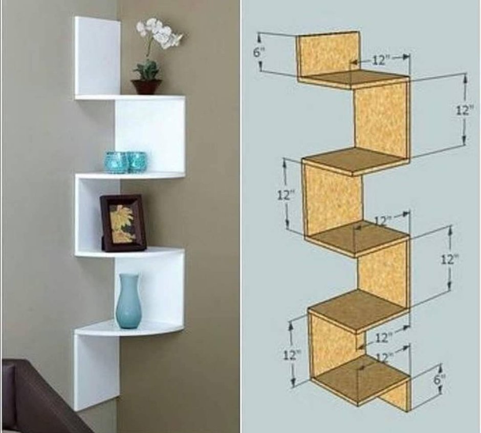 Угловые декоративные полки