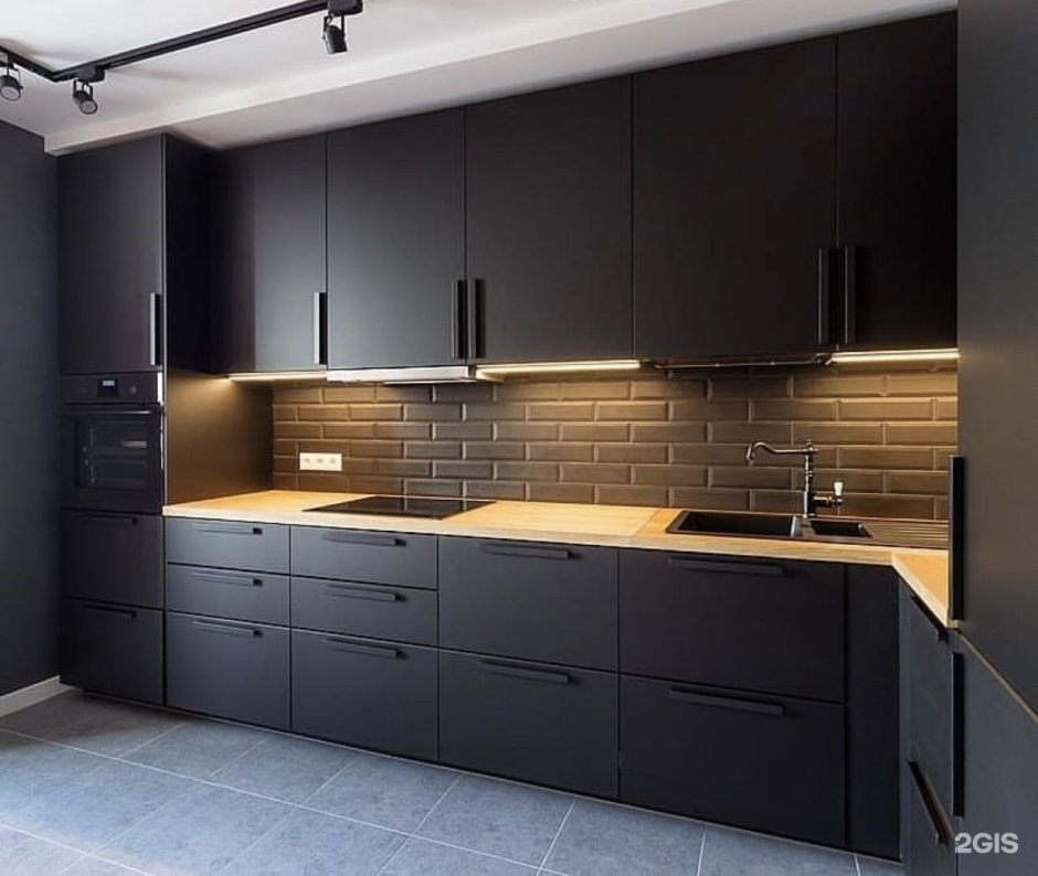 Кухня в стиле Модерн черная матовая