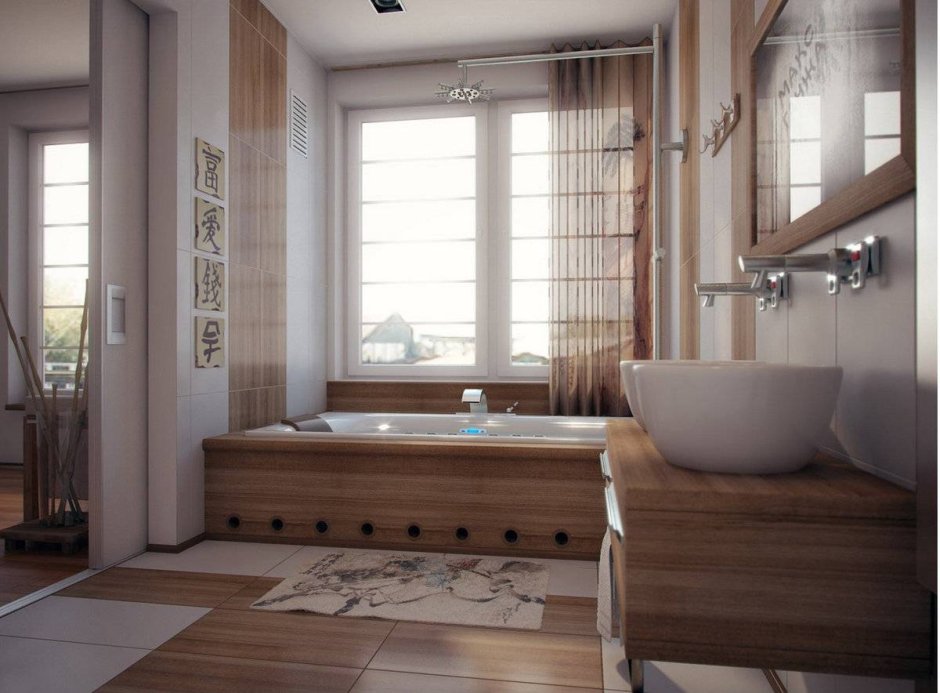 Японский стиль в интерьере ванной комнаты