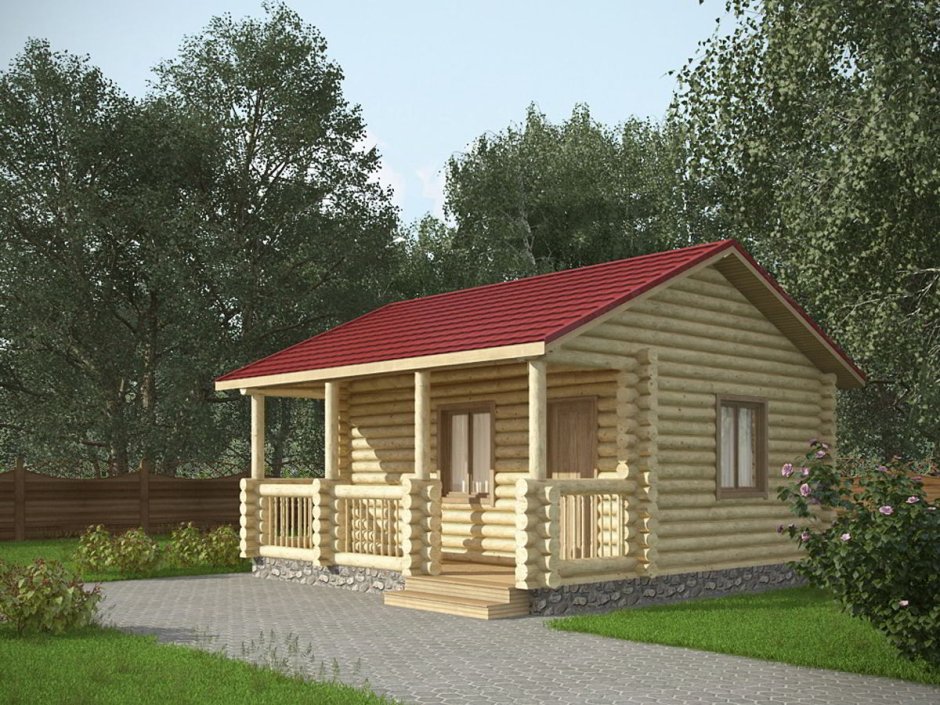 Баня из оцилиндрованного бревна 6*5