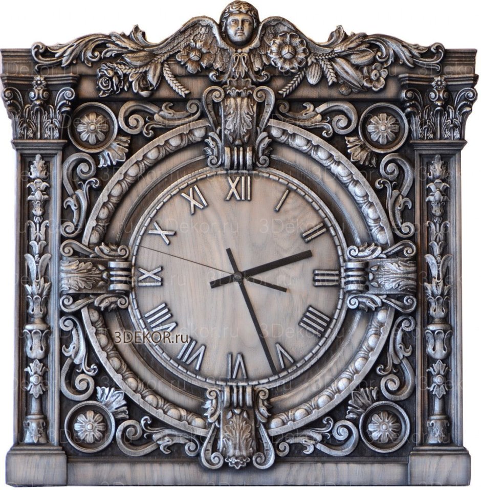 Старинные часы гравюра