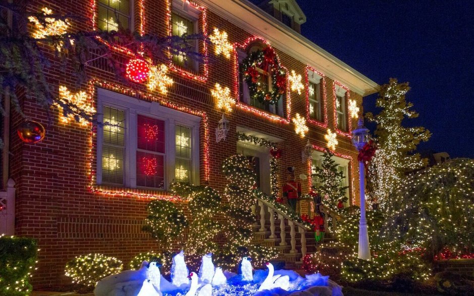 Кристмас в США дом США Рождество