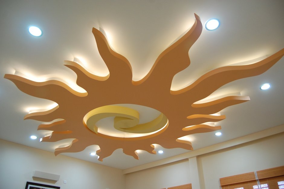 Декорация потолка из гипсокартона