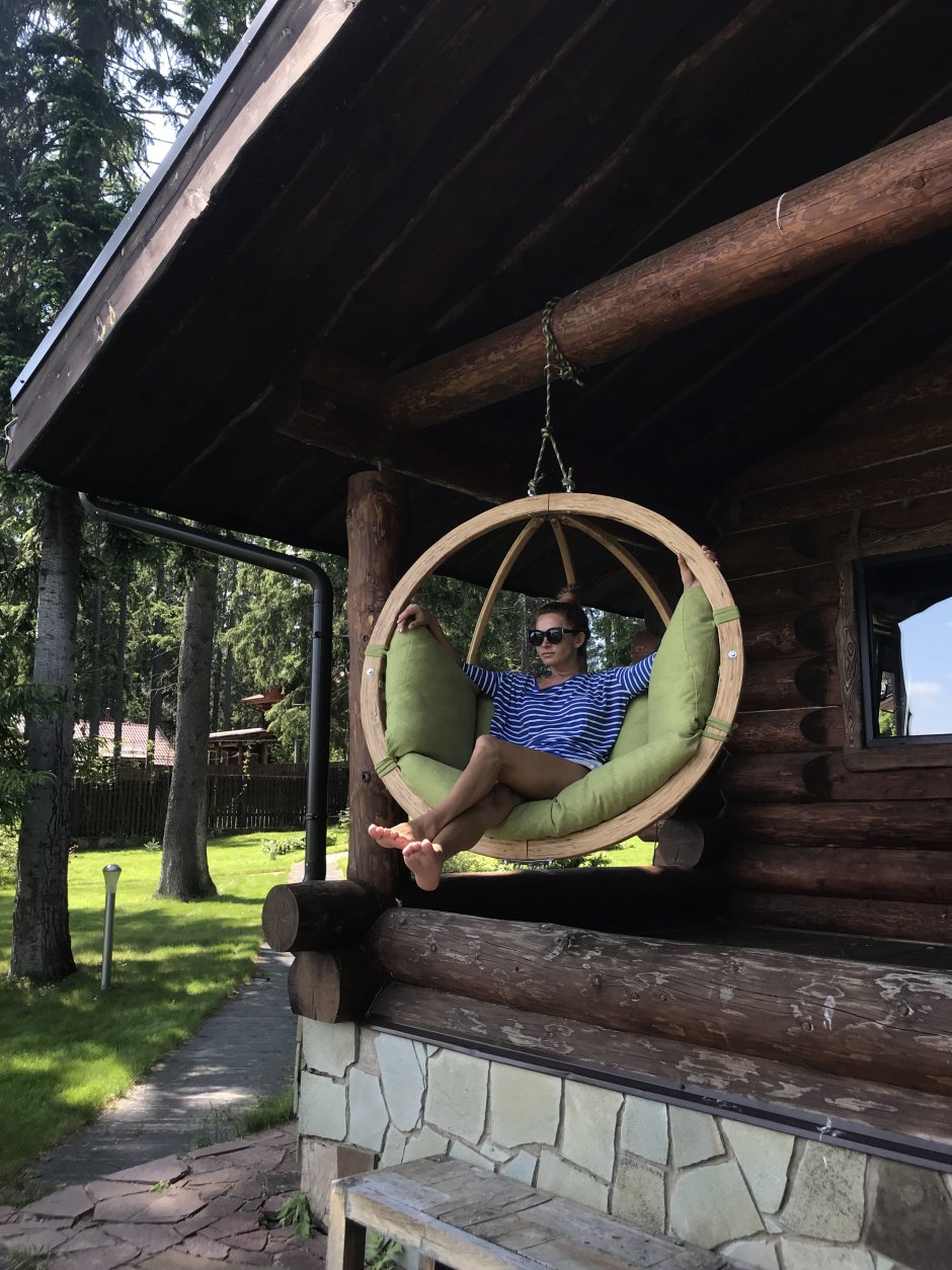 Подвесное кресло натуральное дерево