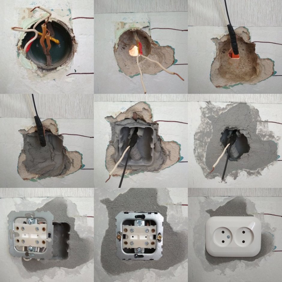 Монтаж розетки старый