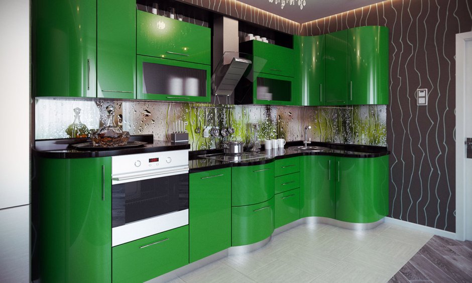 Кухонный гарнитур зеленый
