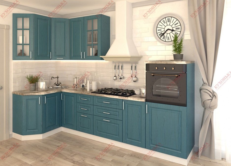 Кухня Роял Вуд голубая