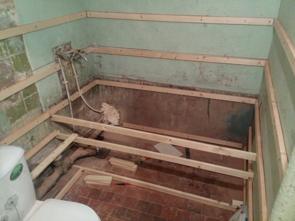 Каркас в ванной под панели