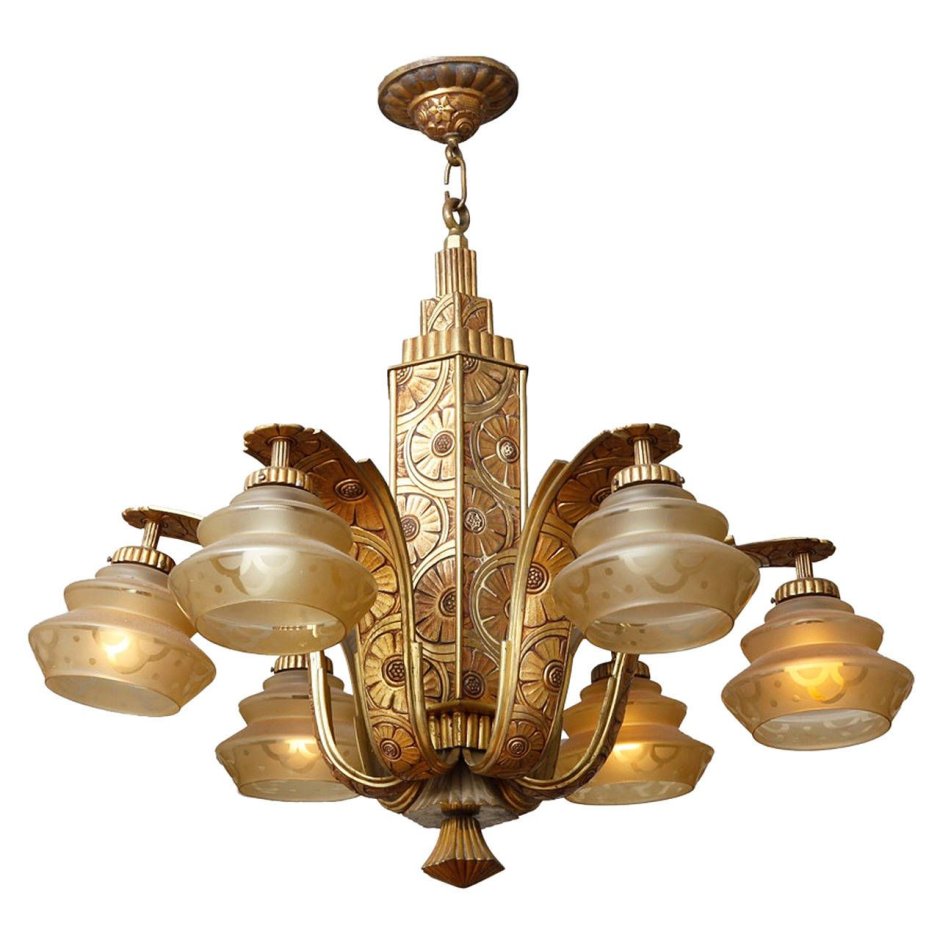 Antic Bronze Artdeco Chandelier