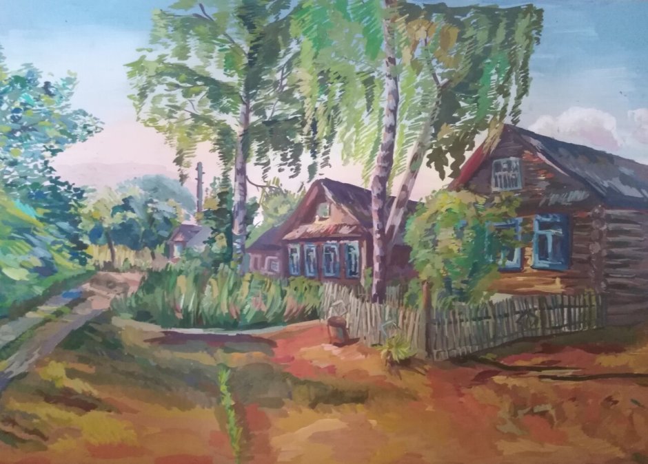 Дом с голубыми ставнями. Картины художников
