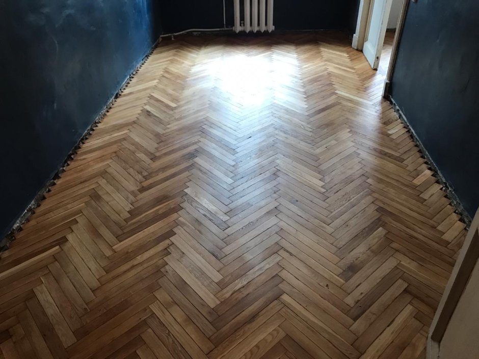 Отциклевать паркет елочкой