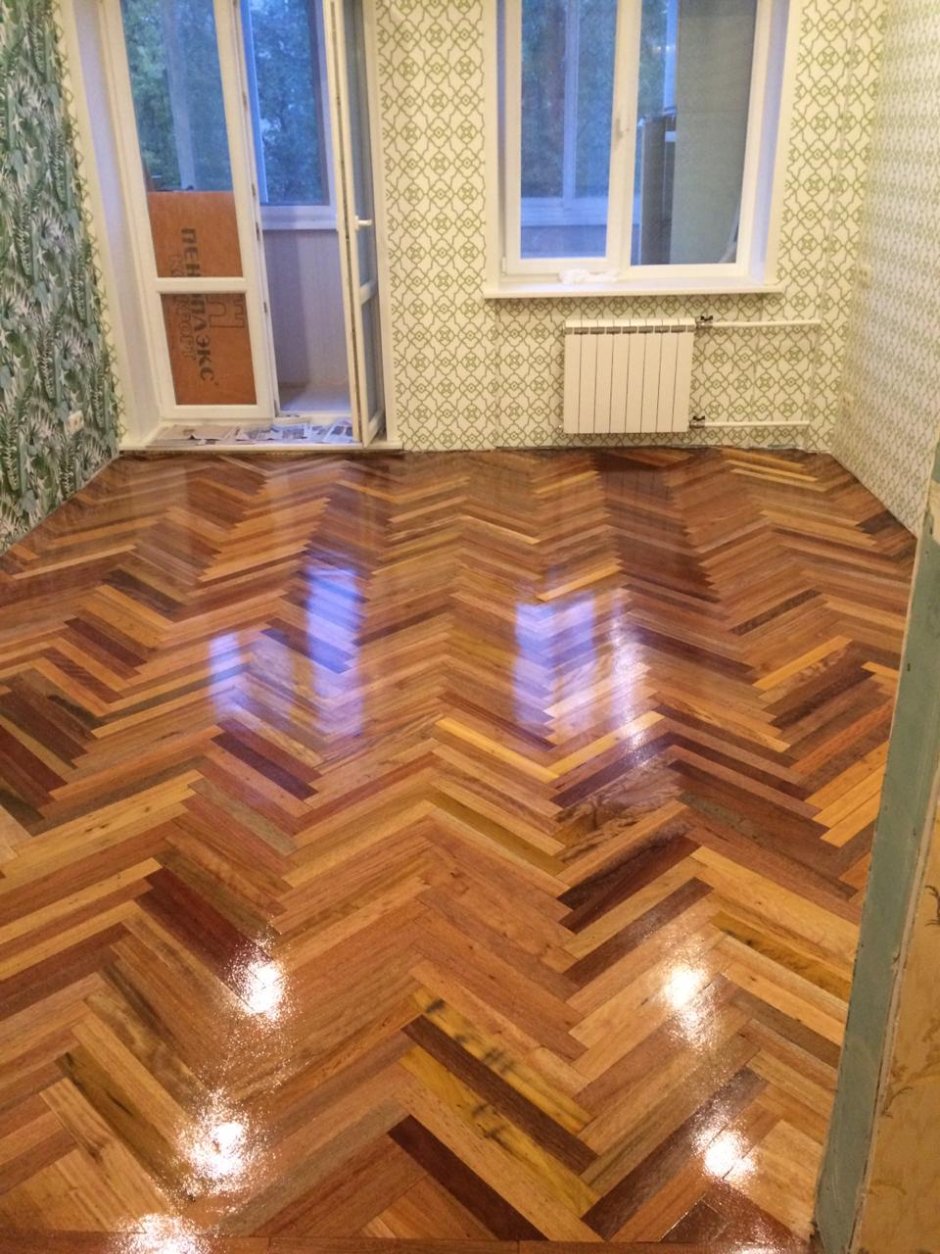 Отциклевать паркет елочкой