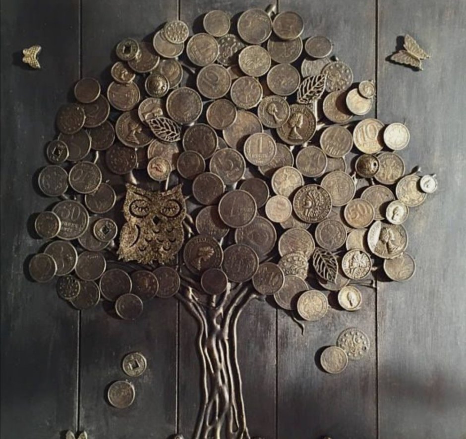 Декор на стену из монет