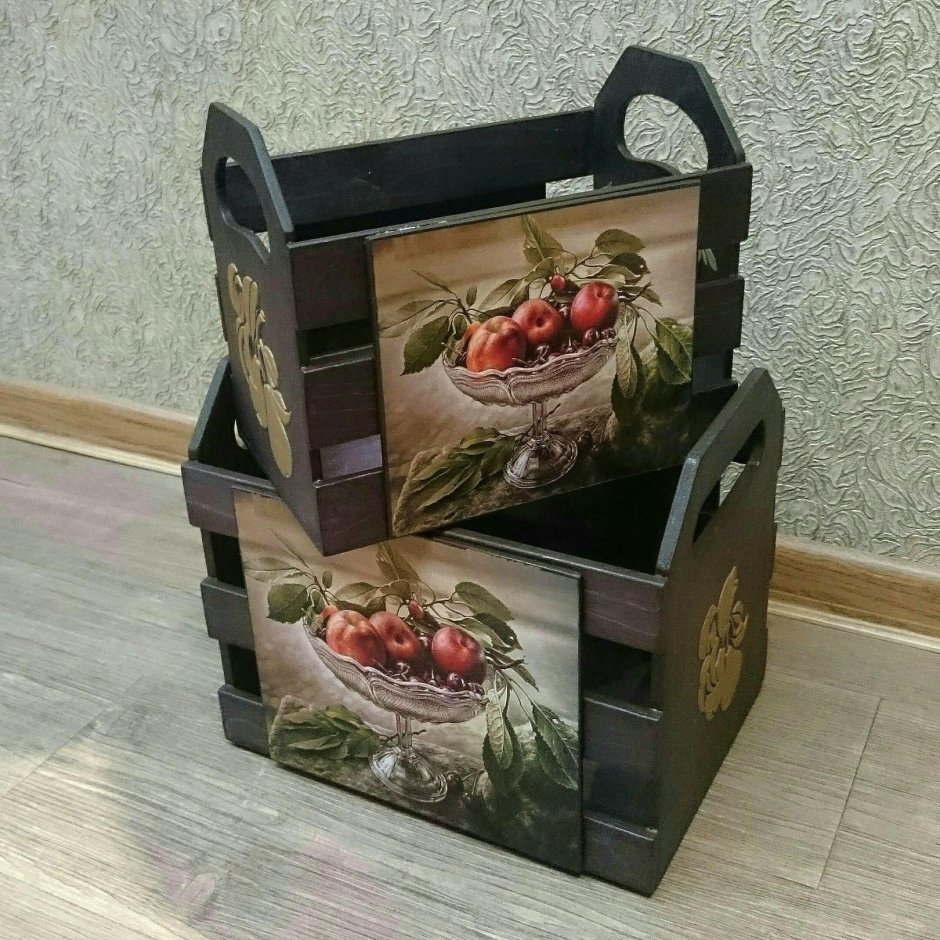 Декупаж деревенского ящика