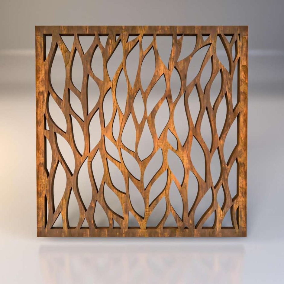 Зеркальная декоративная деревянная 3d панель "vodorosli"