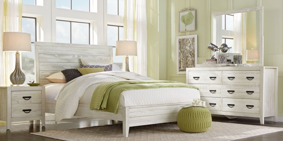 Бело-желтый комплект мебели для спальни