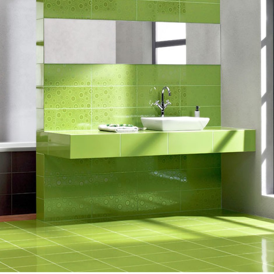Зеленая плитка для ванной