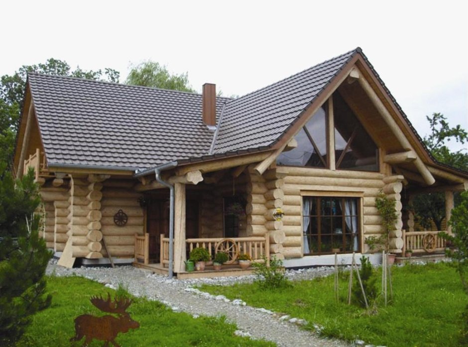 Красивые бани из бревна с мансардой
