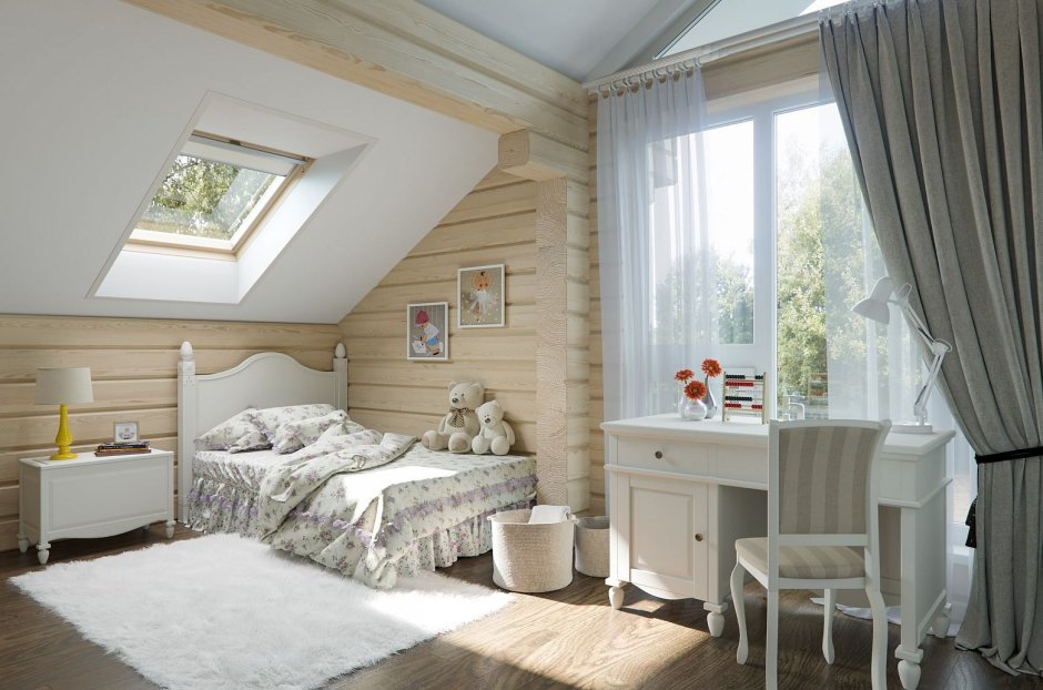 Мансардная комната в деревянном доме