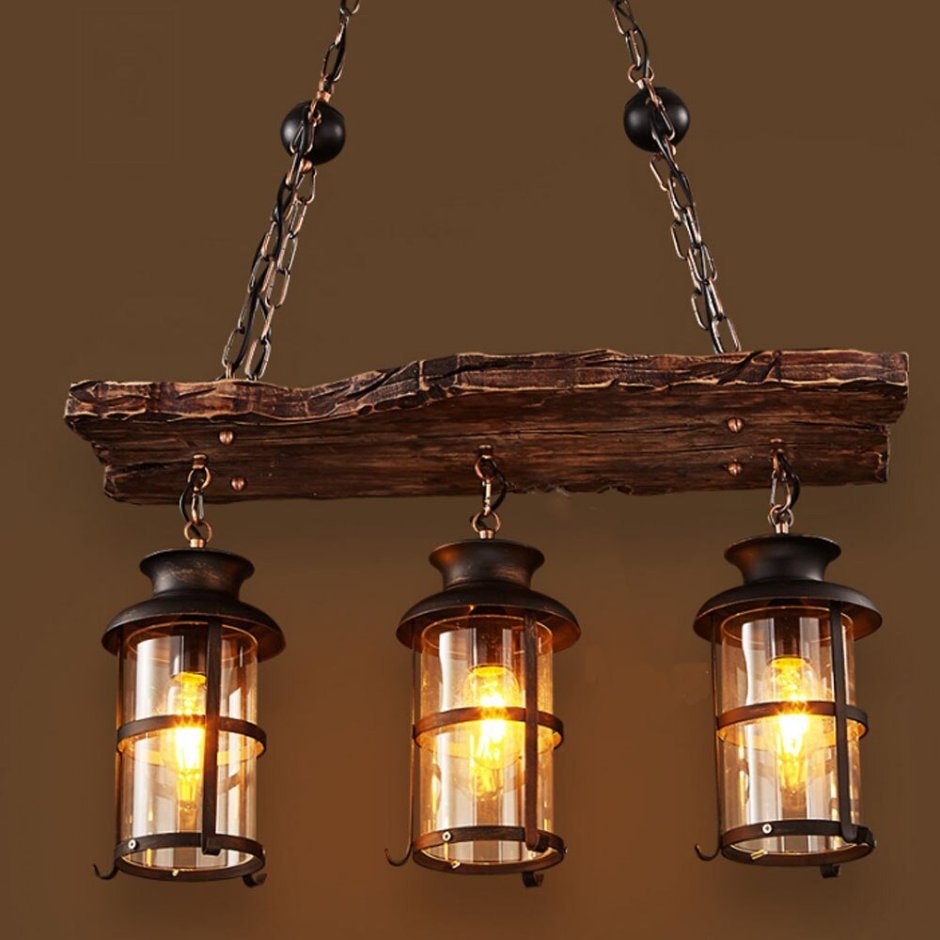 Люстра Rustic 3-Light Metal Cage Grey Pendant Lamp Loft Concept