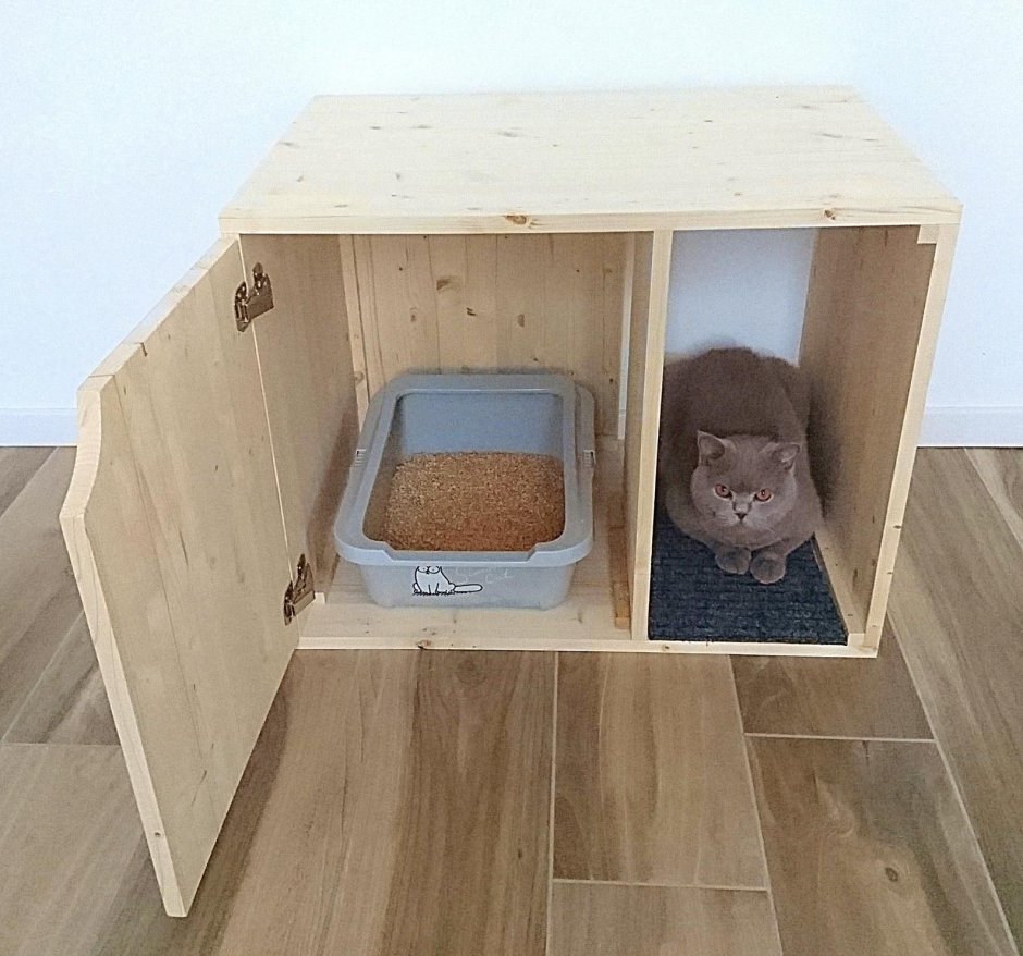 Кошачий туалет в шкафу