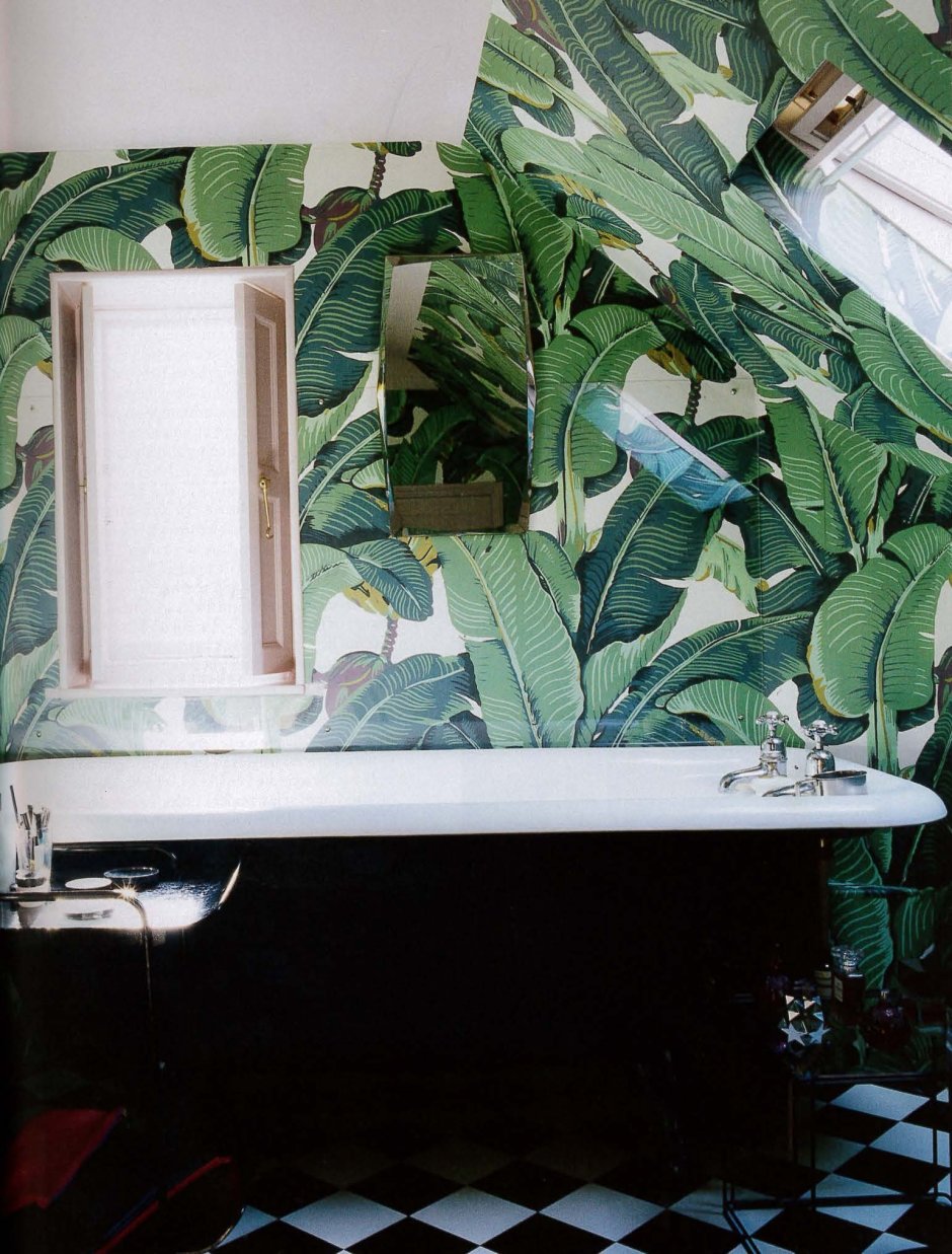 Плитка в ванную с листьями