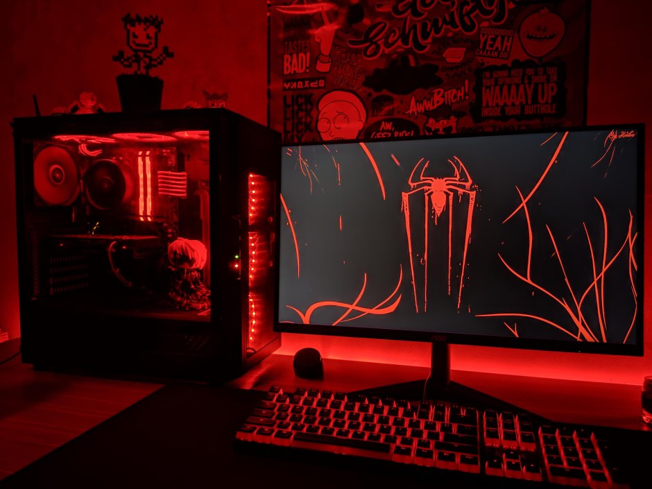 Черно красная геймерская комната