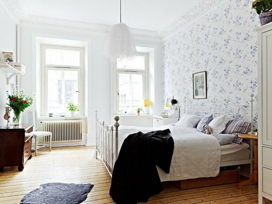 Акцентная стена в комнате в скандинавском стиле