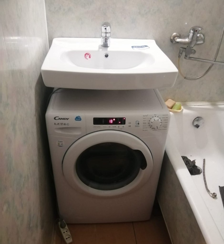 Стиральная машина под раковину Candy cs34 106 2d2/2-07 с раковиной Marrbaxx стайл 50