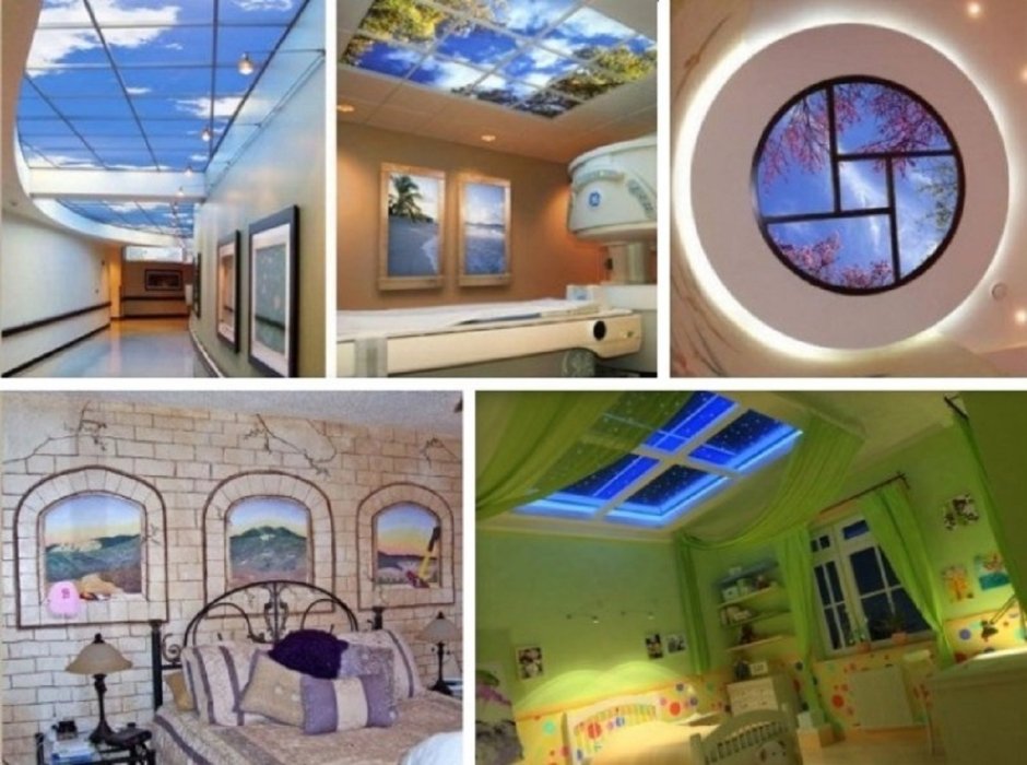 Имитация окна в интерьере с подсветкой