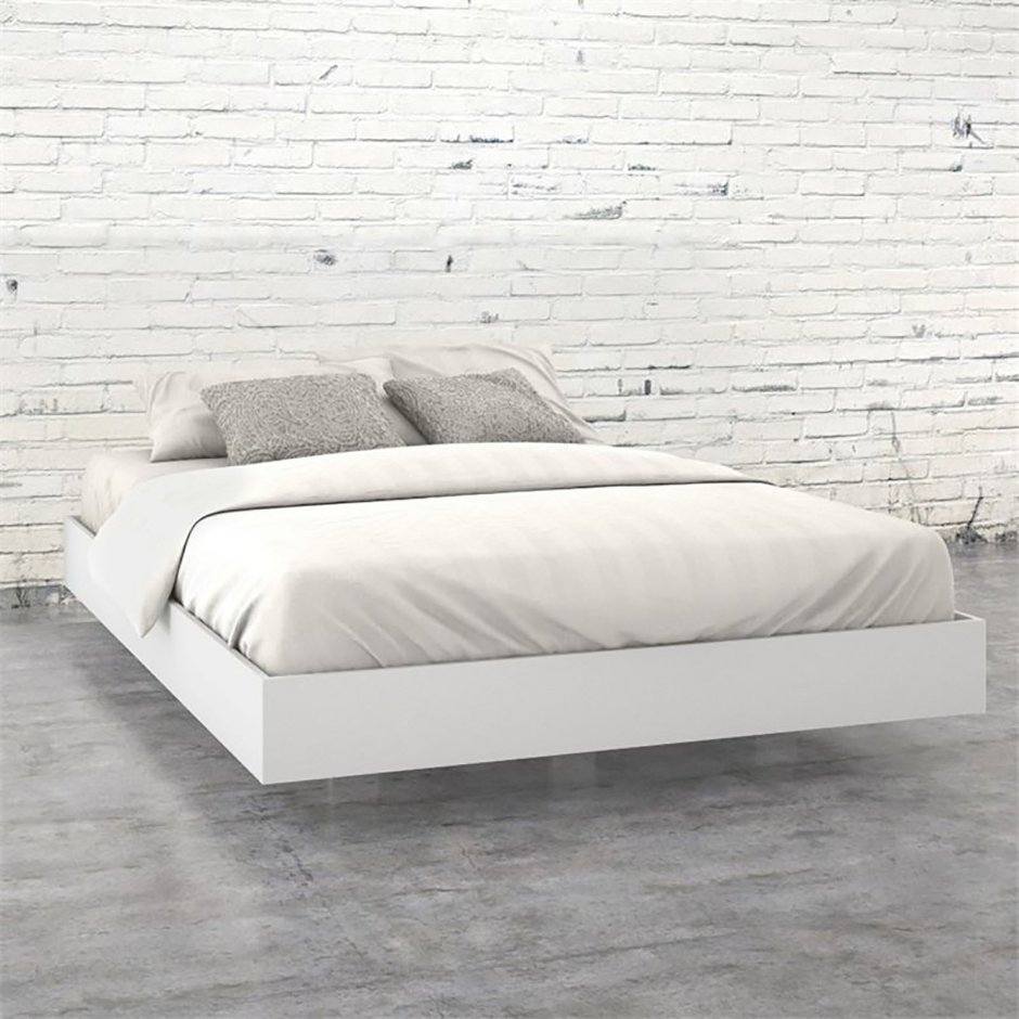 Кровать белая глянцевая без изголовья