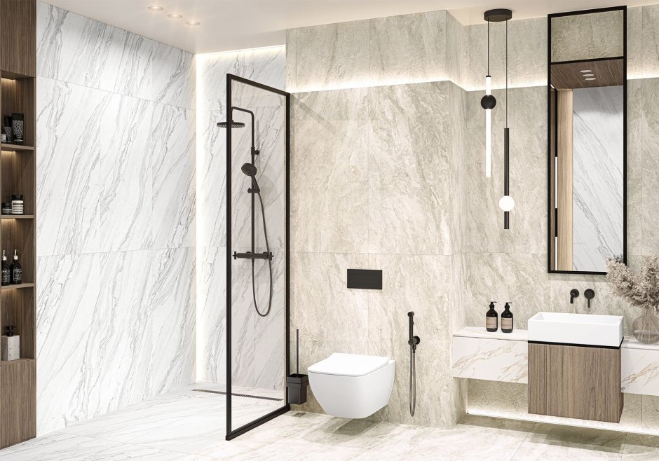 Керамогранит Waterfall Blue d12056m 120x60x9.5 от Delacora Россия интерьера