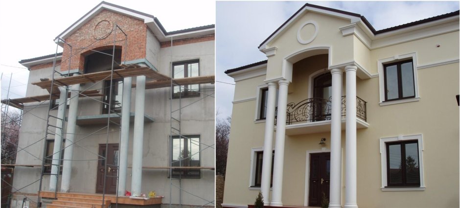 Фасадный декор до и после