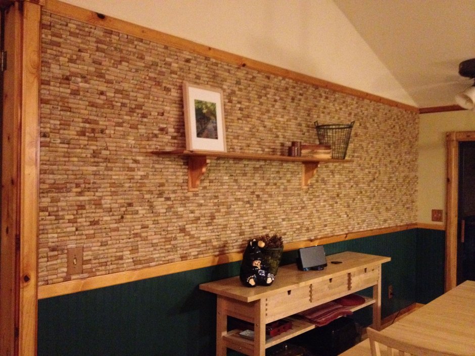 Пробковая стена в интерьере кухни