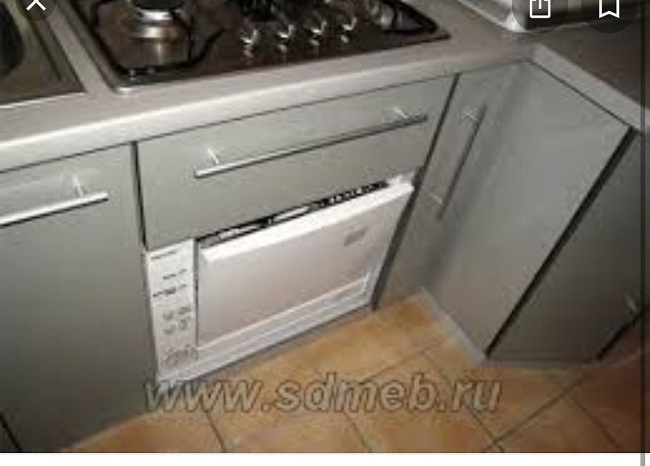 Компактная посудомоечная машина встраиваемая в интерьере
