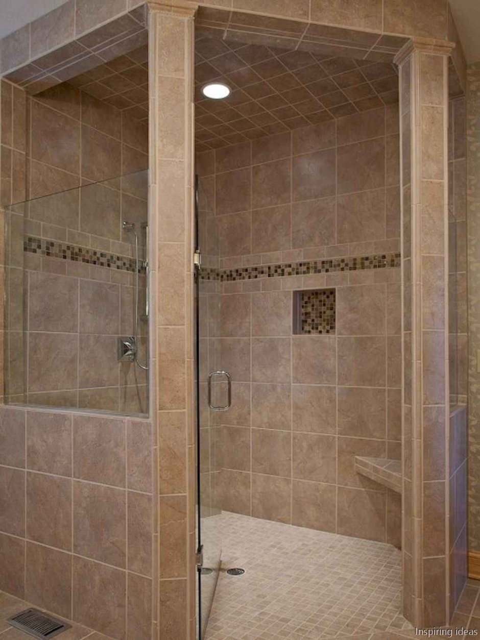 Душевая кабина из плитки со шторкой