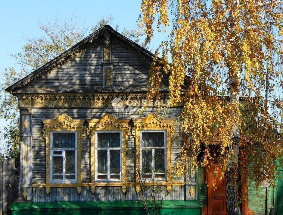 Деревенский дом с березой